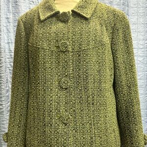LOFT Olive Tweed Pea Coat